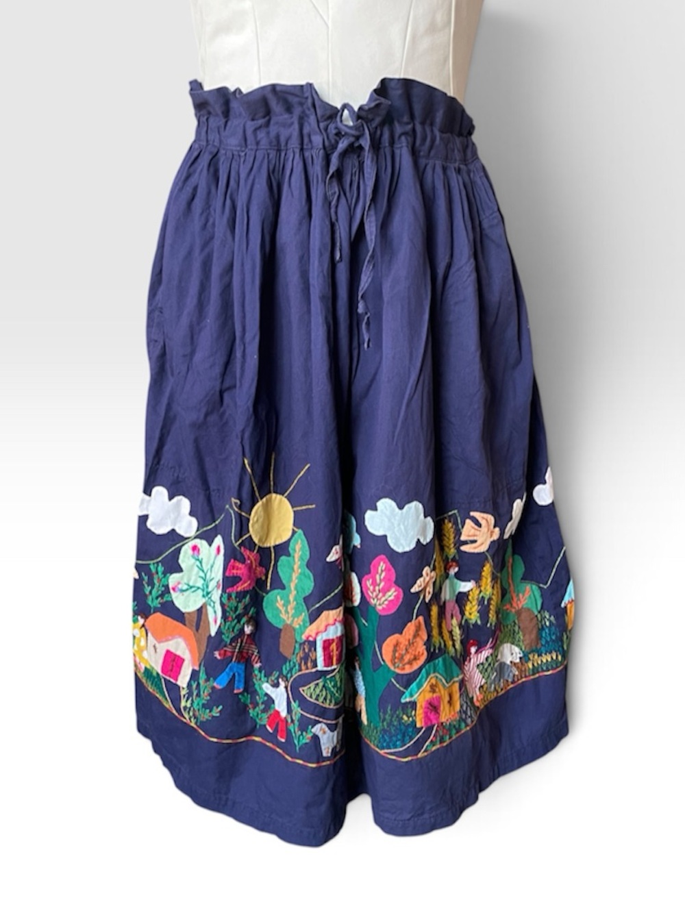 Vintage Folkloric Embroidered And Appliquéd Skirt